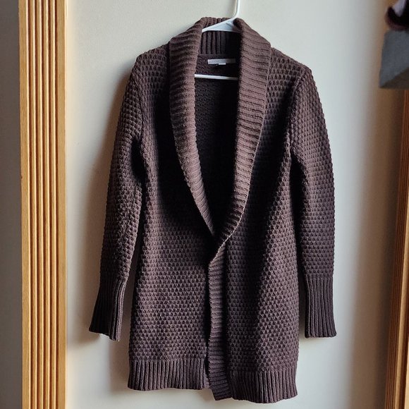 Old Navy Brown Waffle Knit Open Cardigan Size Medium - Picture 4 of 16